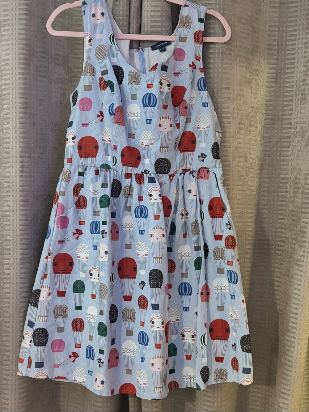 ModCloth Womens Hot Air Balloon Print Light Blue Dress